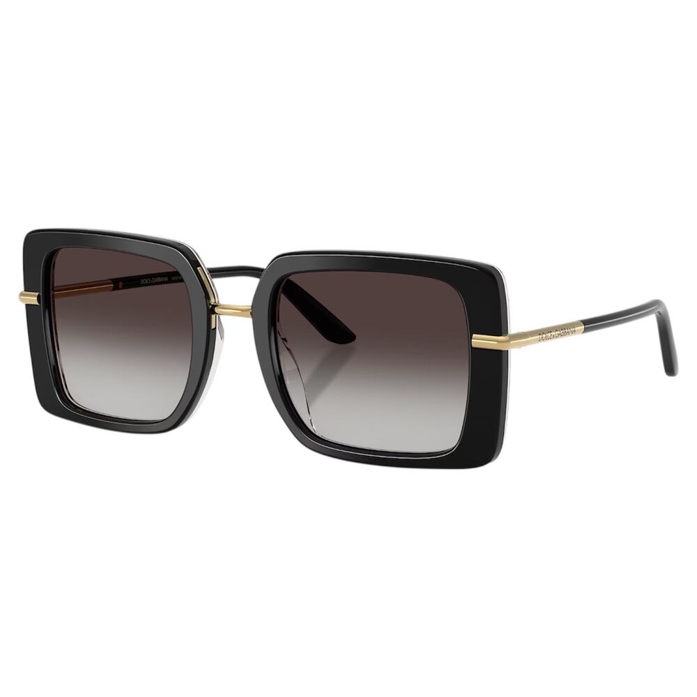 Dolce & Gabbana Sunglasses Black Square Gold Logo Leopard Womens
